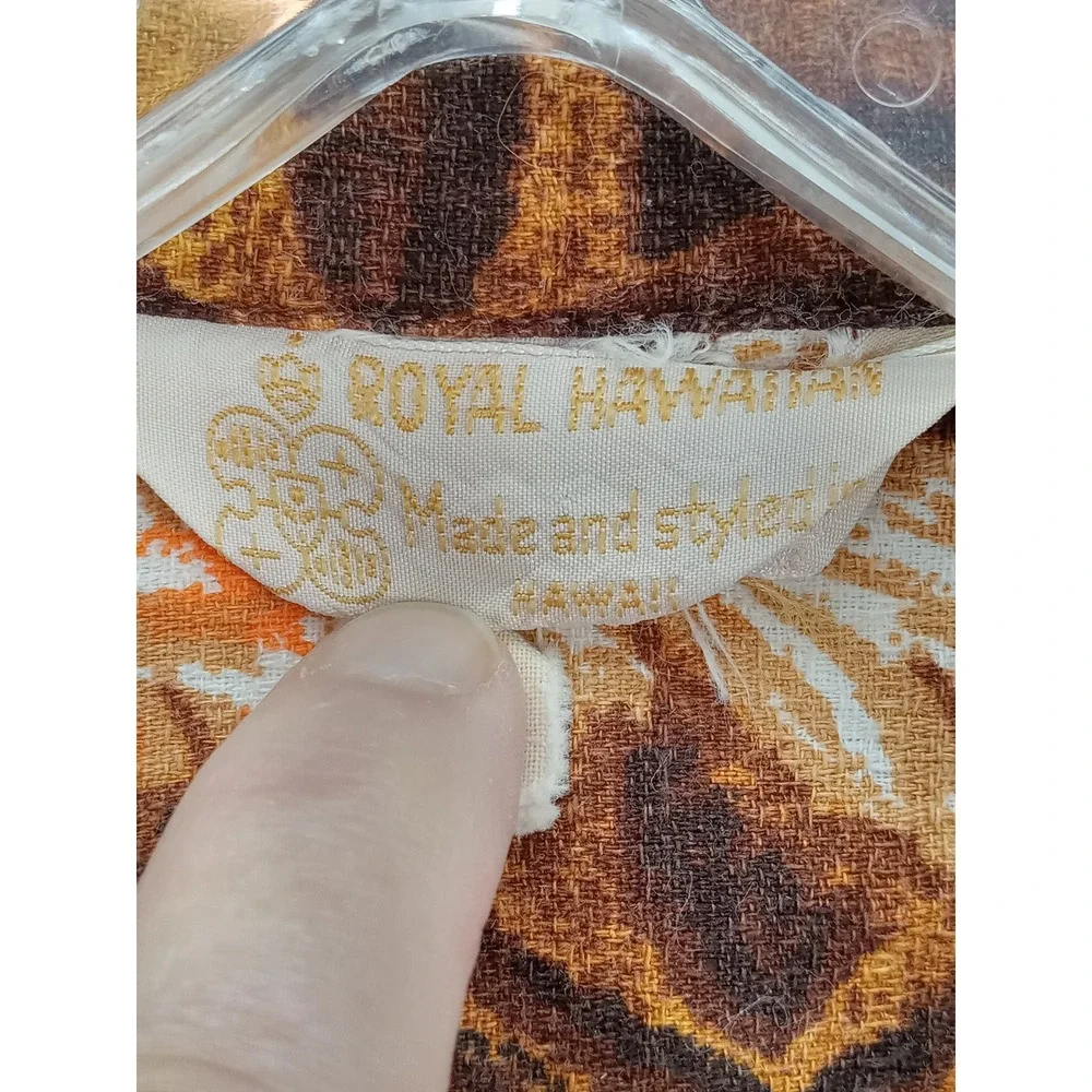 Royal Hawaiian Vintage Hibiscus Floral Shirt Mens XXL Aloha Brown Made in Hawaii